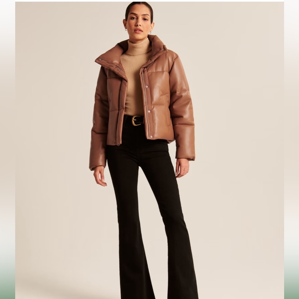 Abercrombie Mini Faux-Leather Puffer Jacket size XL